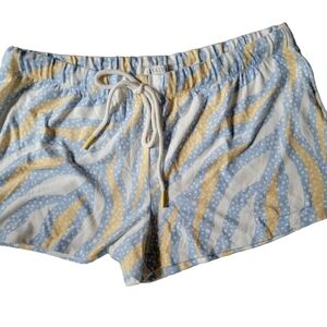 PJ Salvage Blue Yellow Pajama Geometric Swirl Lounge Shorts Medium Soft Peachy